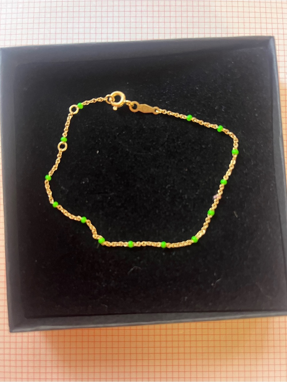 Catbird 14k Gold Candy Chain Bracelet - slime green - Picture 2 of 5